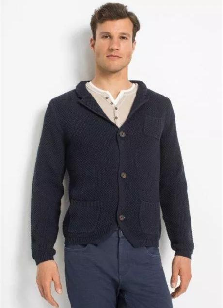 Pánsky pletený sveter na gombíky 